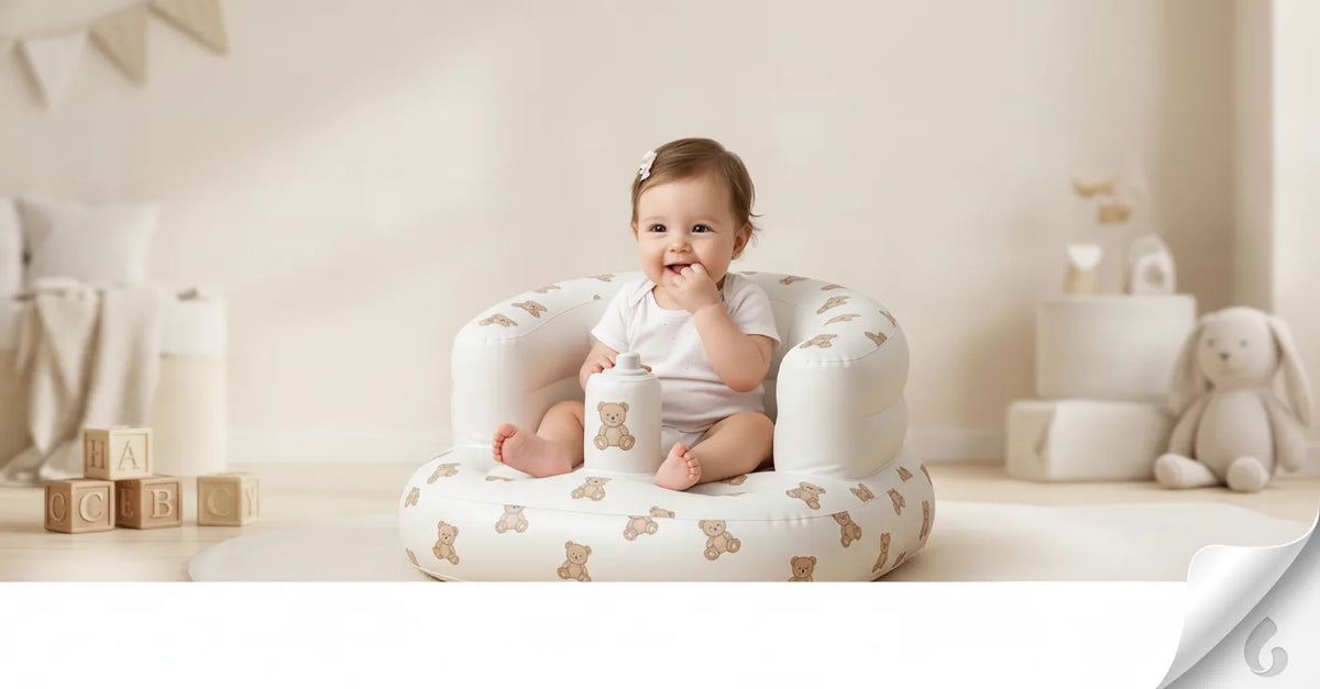 Inflatable Baby Seat Built-In Foot Pump & Non-Slip Base