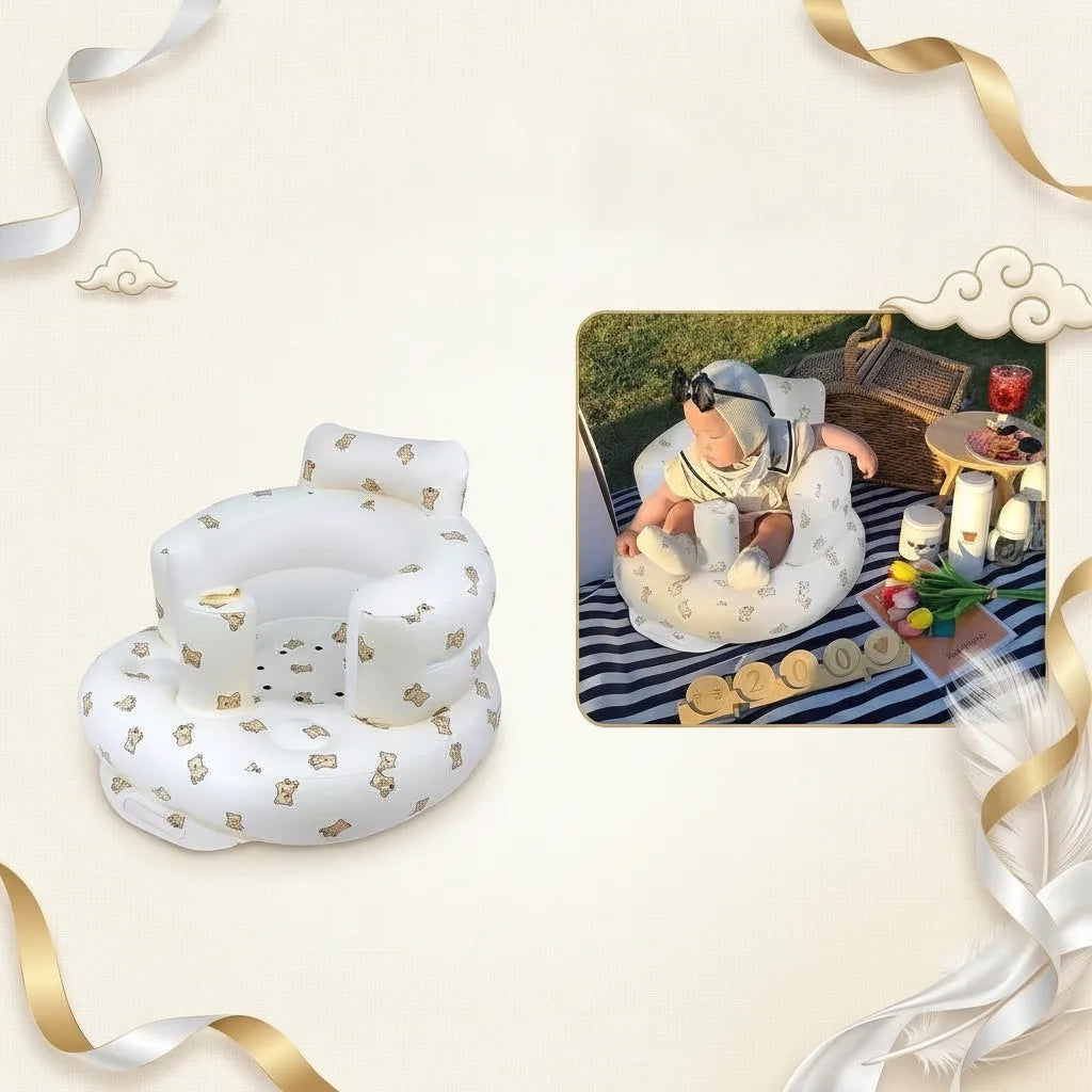 Inflatable Baby Seat Built-In Foot Pump & Non-Slip Base