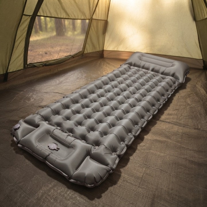 Inflatable Camping Mat Integrated Foot Pump 4 Inch Thick