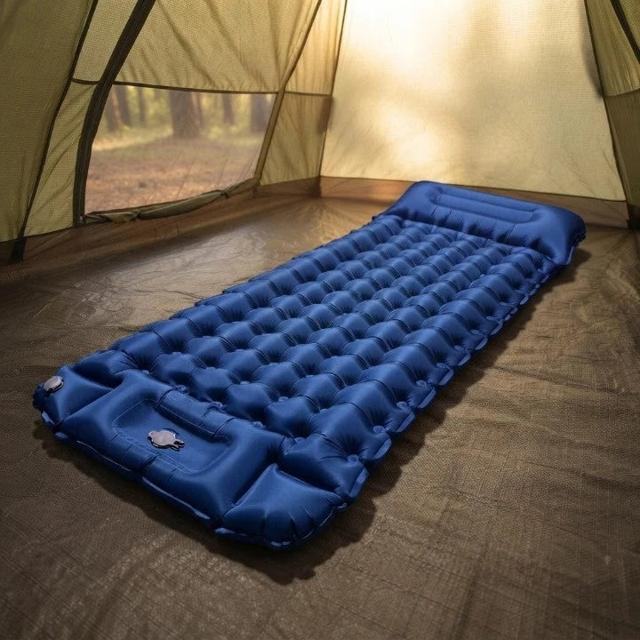Inflatable Camping Mat Integrated Foot Pump 4 Inch Thick