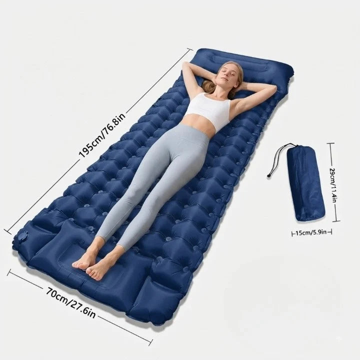Inflatable Camping Mat Integrated Foot Pump 4 Inch Thick