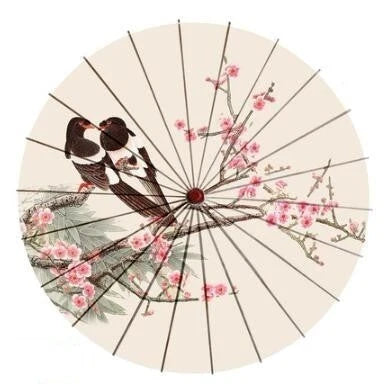 Japanese Parasol Cotton Paper & Bamboo 33.1-Inch Canopy