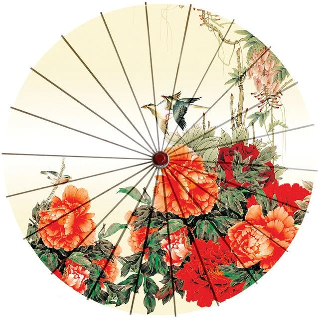 Japanese Parasol Cotton Paper & Bamboo 33.1-Inch Canopy
