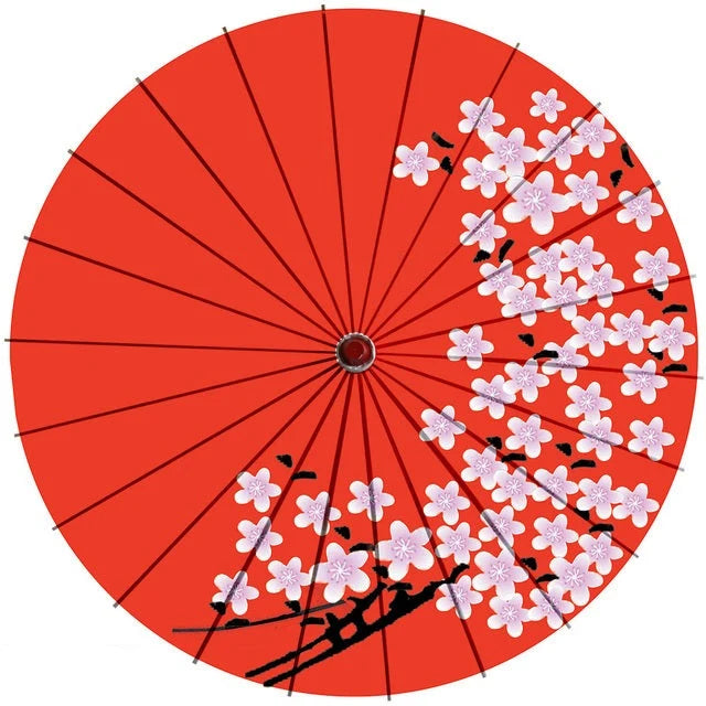 Japanese Parasol Cotton Paper & Bamboo 33.1-Inch Canopy
