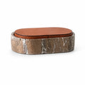 Jewelry Box Travertine Stone & PU Leather Lid