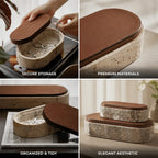 Jewelry Storage Box Travertine Stone & PU Leather Lid
