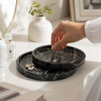 Jewelry Tray Round Black Marble Antique Style Multiple Sizes