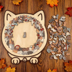 Jigsaw Puzzle Wooden 135 Piece Cat Silhouette Morandi Colors