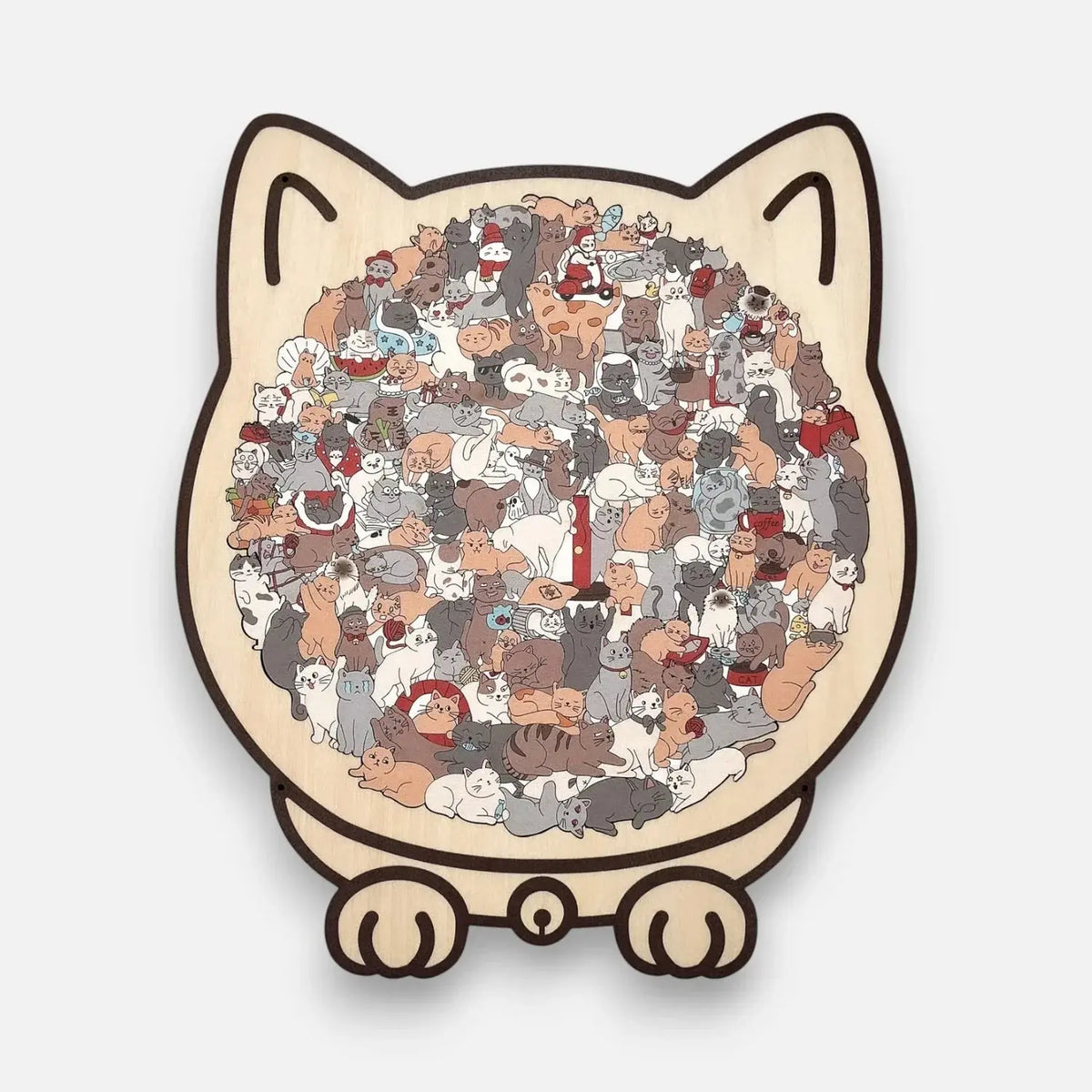 Jigsaw Puzzle Wooden 135 Piece Cat Silhouette Morandi Colors
