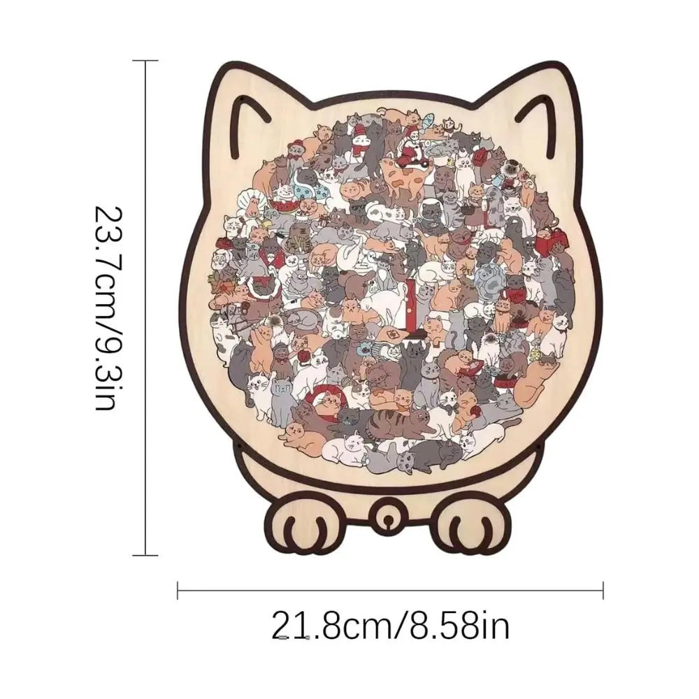 Jigsaw Puzzle Wooden 135 Piece Cat Silhouette Morandi Colors