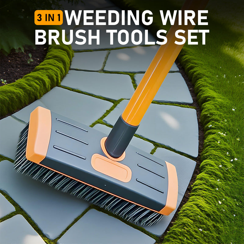 Joint Brush Set 3-In-1 Heads Steel Bristles & Telescopic Handle