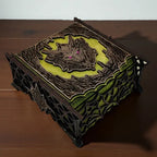 Keepsake Box Wooden Laser-Cut Dragon Design for Game Pieces & Collectibles