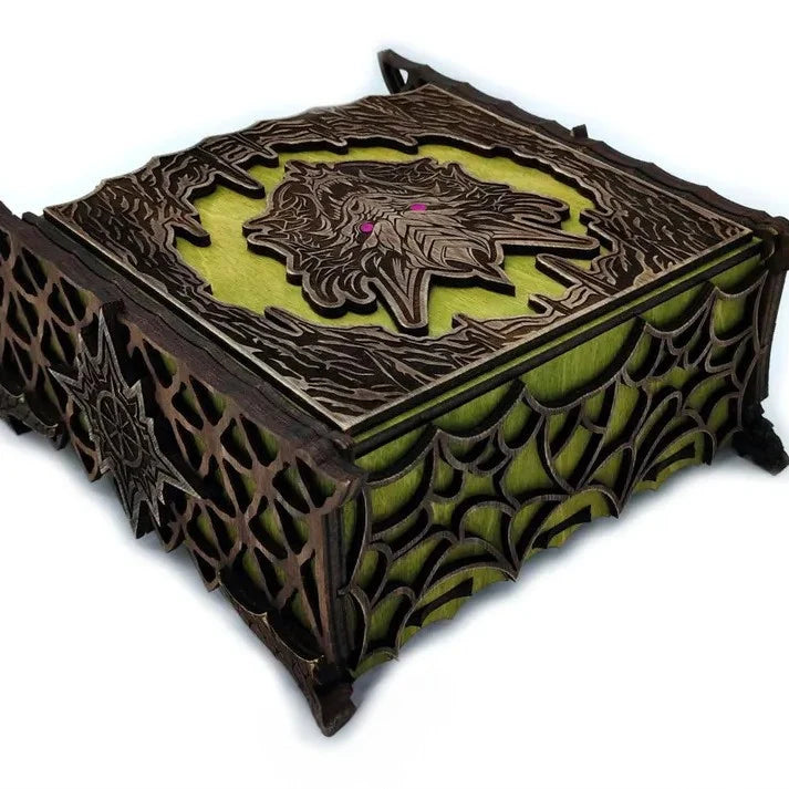 Keepsake Box Wooden Laser-Cut Dragon Design for Game Pieces & Collectibles