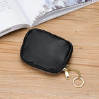 Keychain Pouch Leather Zipper Closure Compact Design