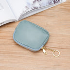 Keychain Pouch Leather Zipper Closure Compact Design