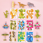 Kids 3D Puzzle Set Cardboard Punch-Out 25-125 Pieces