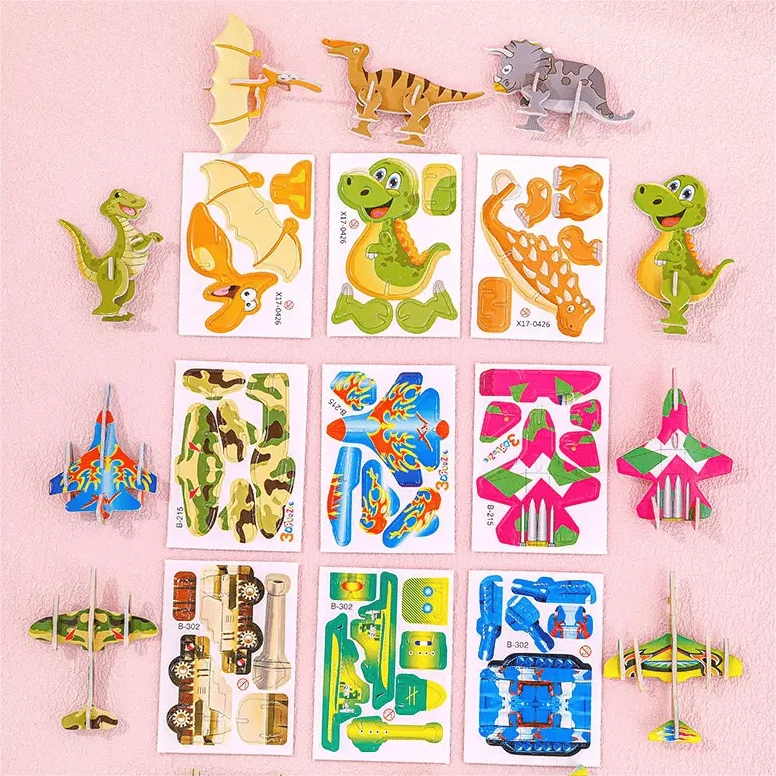 Kids 3D Puzzle Set Cardboard Punch-Out 25-125 Pieces