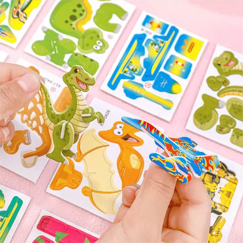 Kids 3D Puzzle Set Cardboard Punch-Out 25-125 Pieces