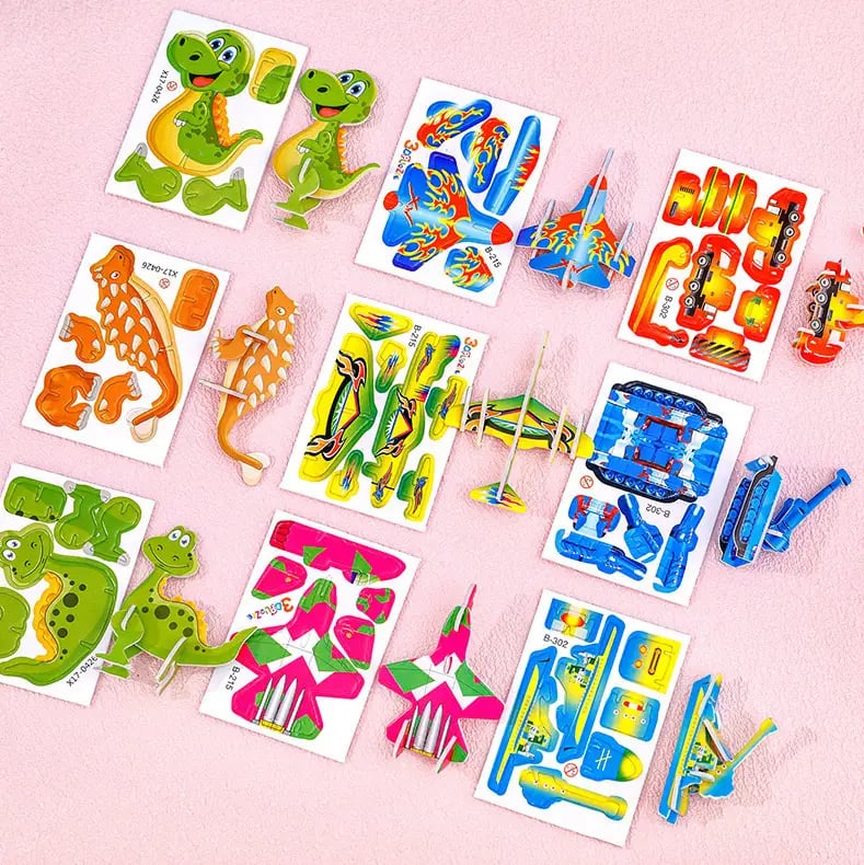 Kids 3D Puzzle Set Cardboard Punch-Out 25-125 Pieces