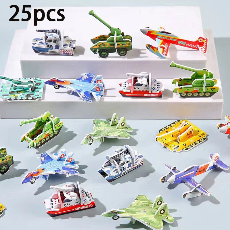 Kids 3D Puzzle Set Cardboard Punch-Out 25-125 Pieces
