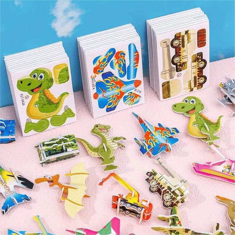Kids 3D Puzzle Set Cardboard Punch-Out 25-125 Pieces