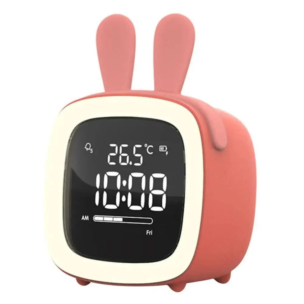 Kids Alarm Clock USB-C Rechargeable Dimmable Night Light