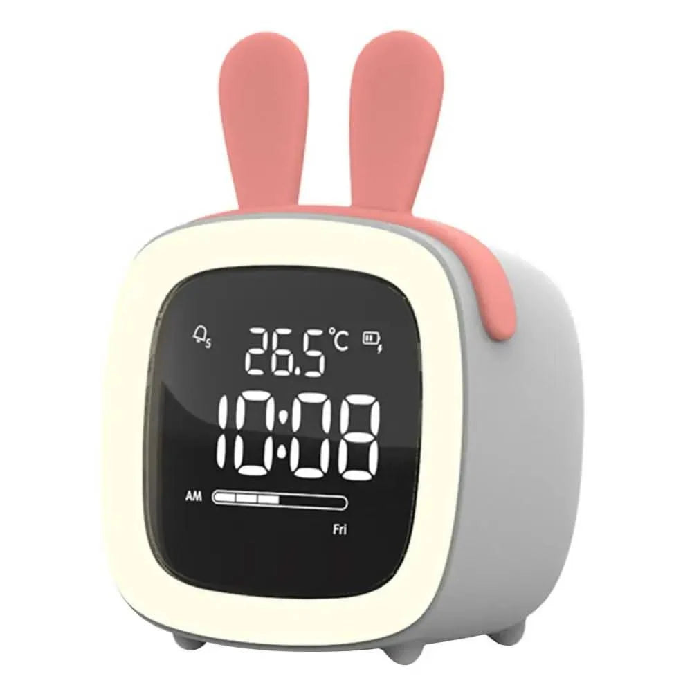 Kids Alarm Clock USB-C Rechargeable Dimmable Night Light