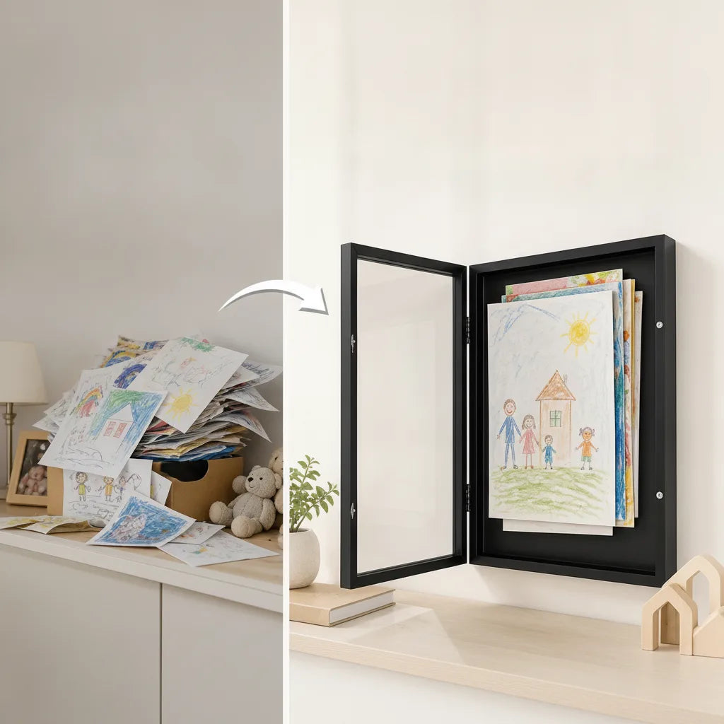 Kids Artwork Frame Front-Opening Tool-Free Wall-Mountable