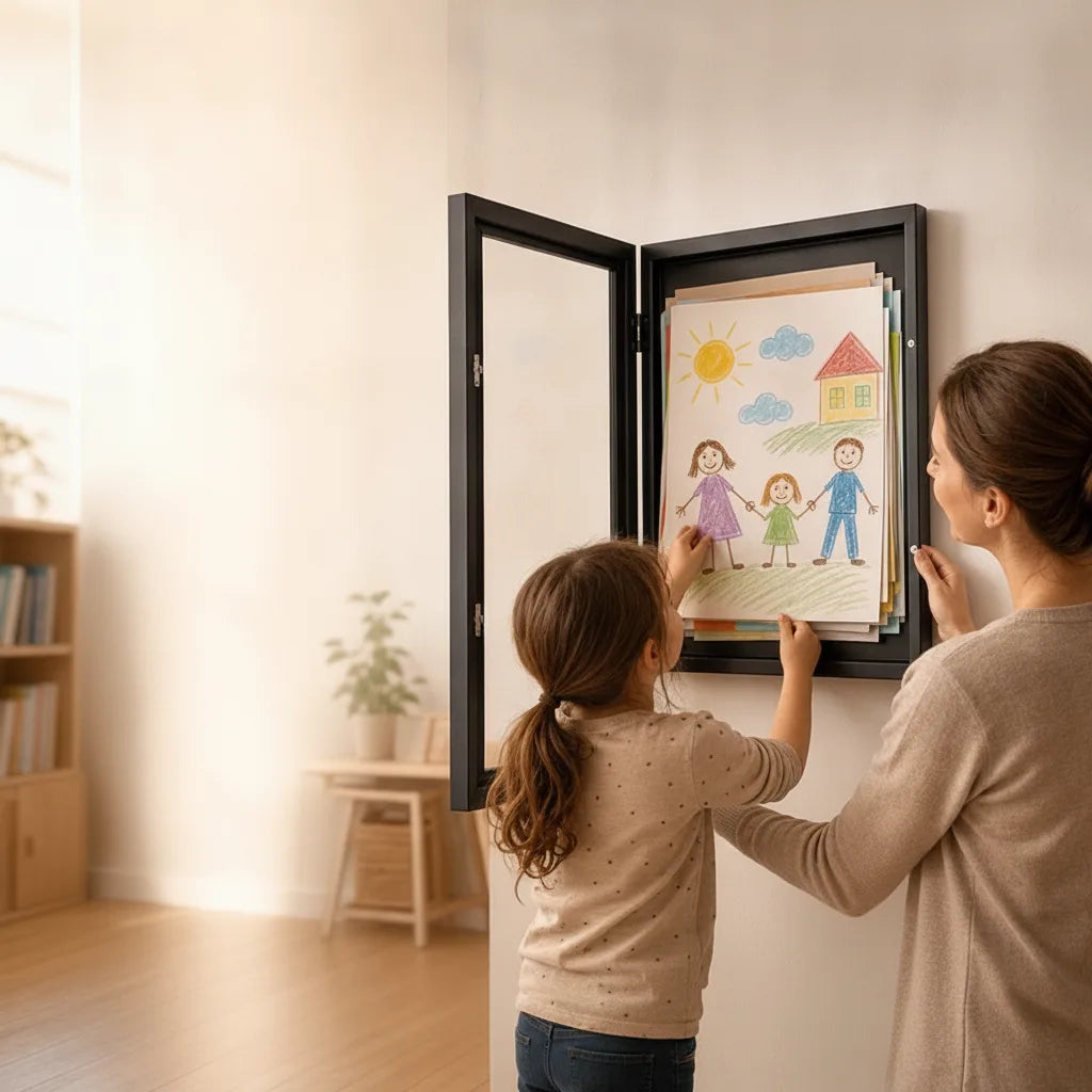 Kids Artwork Frame Front-Opening Tool-Free Wall-Mountable