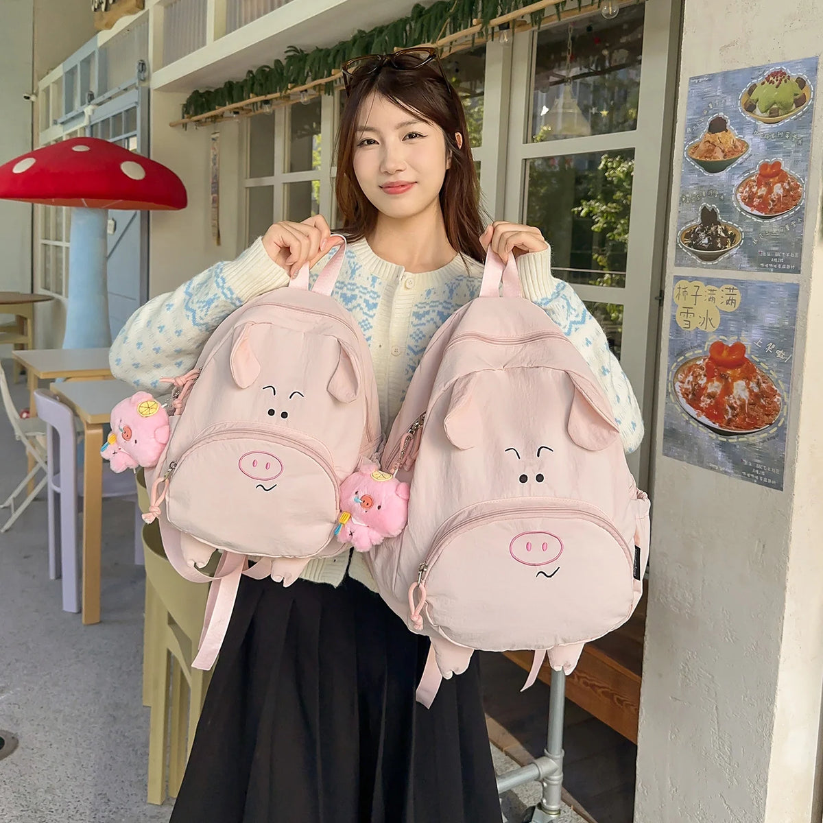 Kids' Backpack 3D Pig Design Spacious Compartment Adjustable Straps