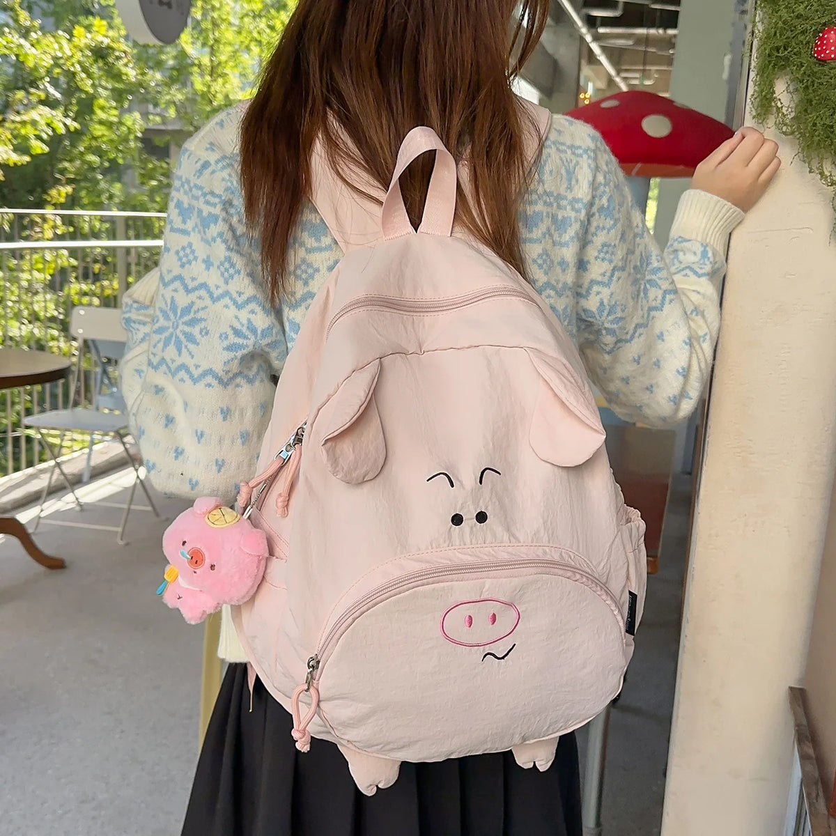 Kids' Backpack 3D Pig Design Spacious Compartment Adjustable Straps
