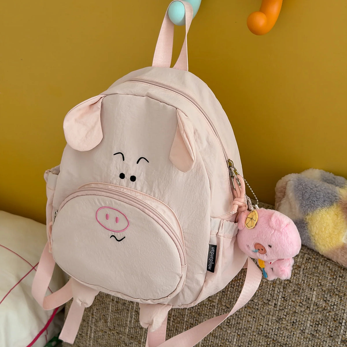 Kids' Backpack 3D Pig Design Spacious Compartment Adjustable Straps