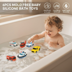 Kids Bath Toy Set 6-Piece Floating Mold-Resistant Silicone