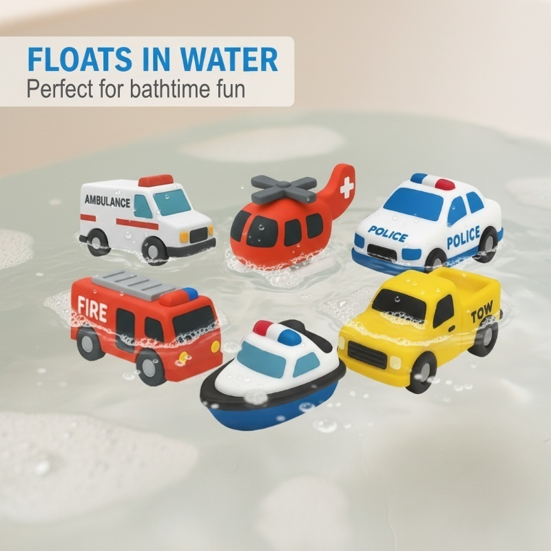 Kids Bath Toy Set 6-Piece Floating Mold-Resistant Silicone