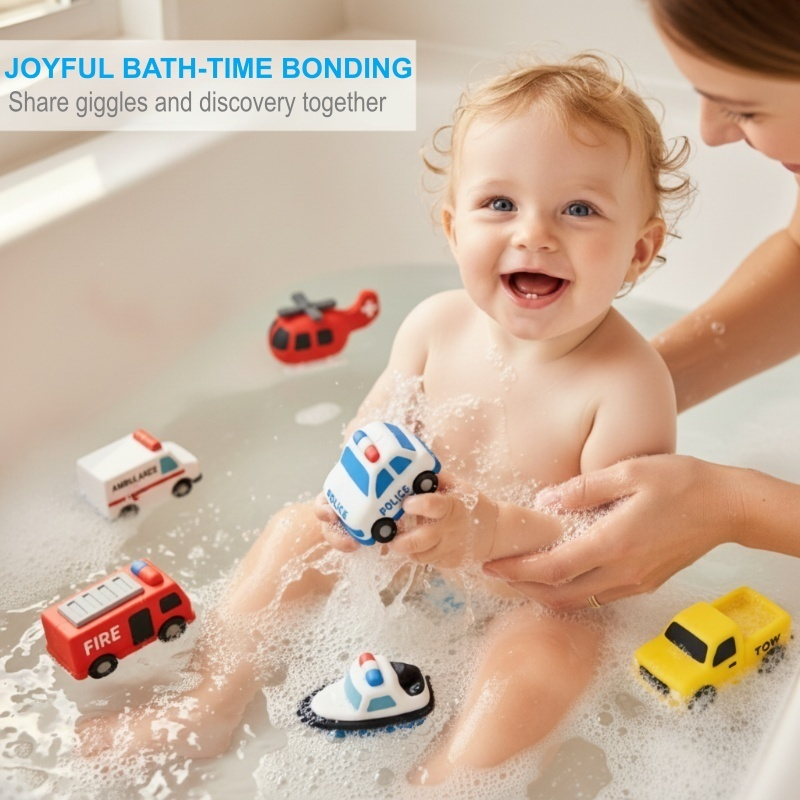 Kids Bath Toy Set 6-Piece Floating Mold-Resistant Silicone