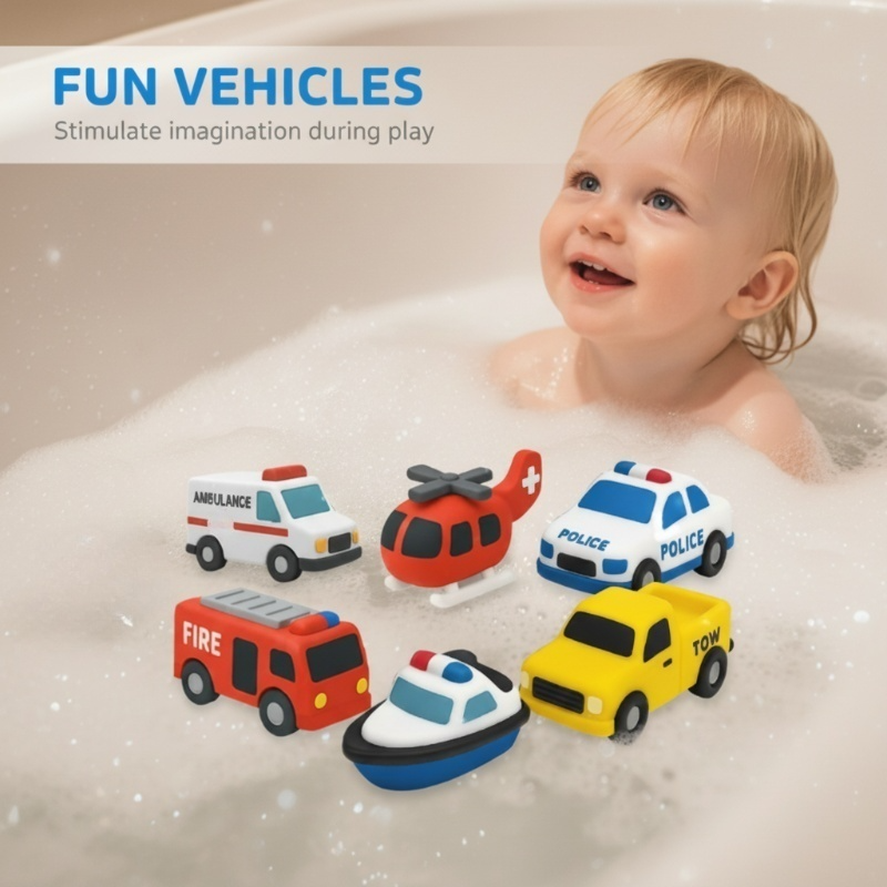 Kids Bath Toy Set 6-Piece Floating Mold-Resistant Silicone