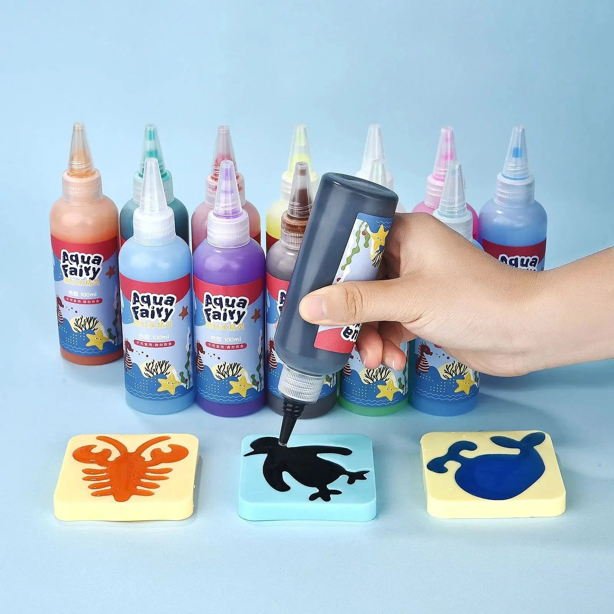 Kids Gel Paint Set Non-Toxic Floating Effect 100ml Bottles