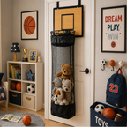Kids Hanging Organizer Basketball Hoop Foldable Mesh Bag