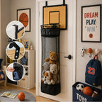 Kids Hanging Organizer Basketball Hoop Foldable Mesh Bag