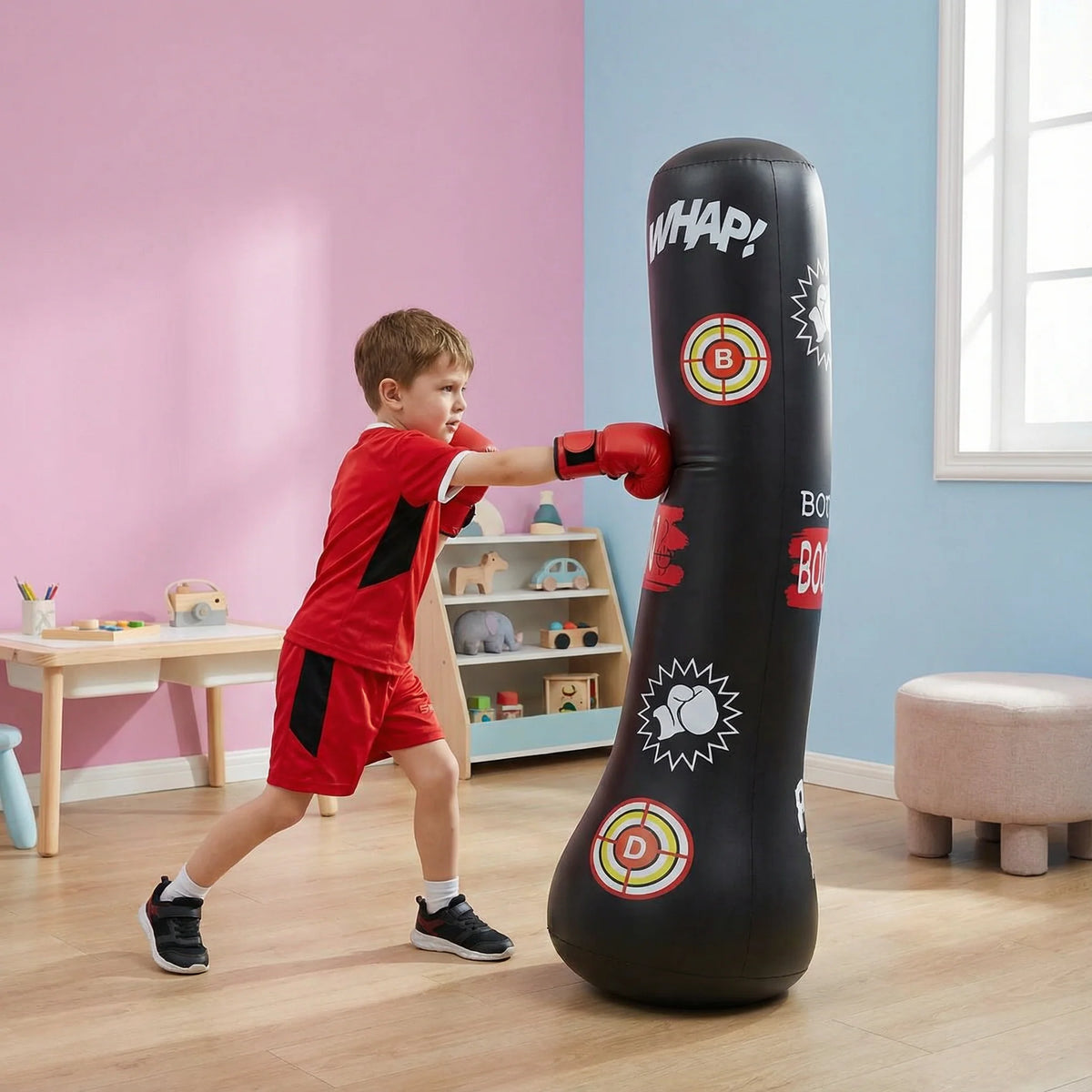 Kids Inflatable Punching Bag Shock-Absorbing & Water-Fillable Base