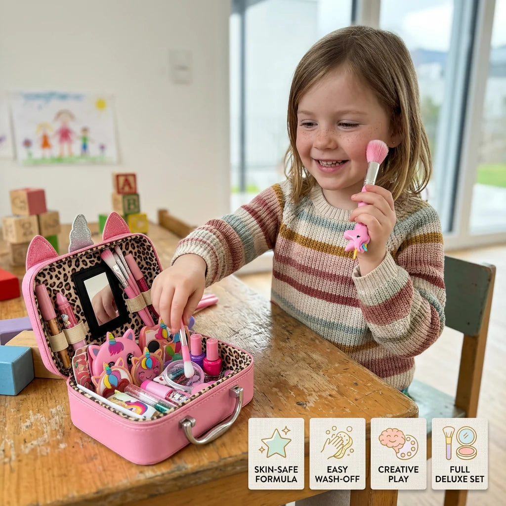 Kids Makeup Kit Easy-Wash With Cosmetic Bag