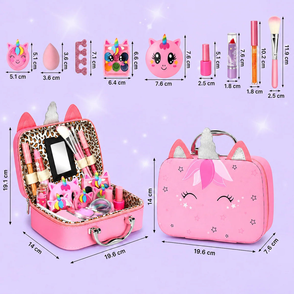 Kids Makeup Kit Easy-Wash With Cosmetic Bag