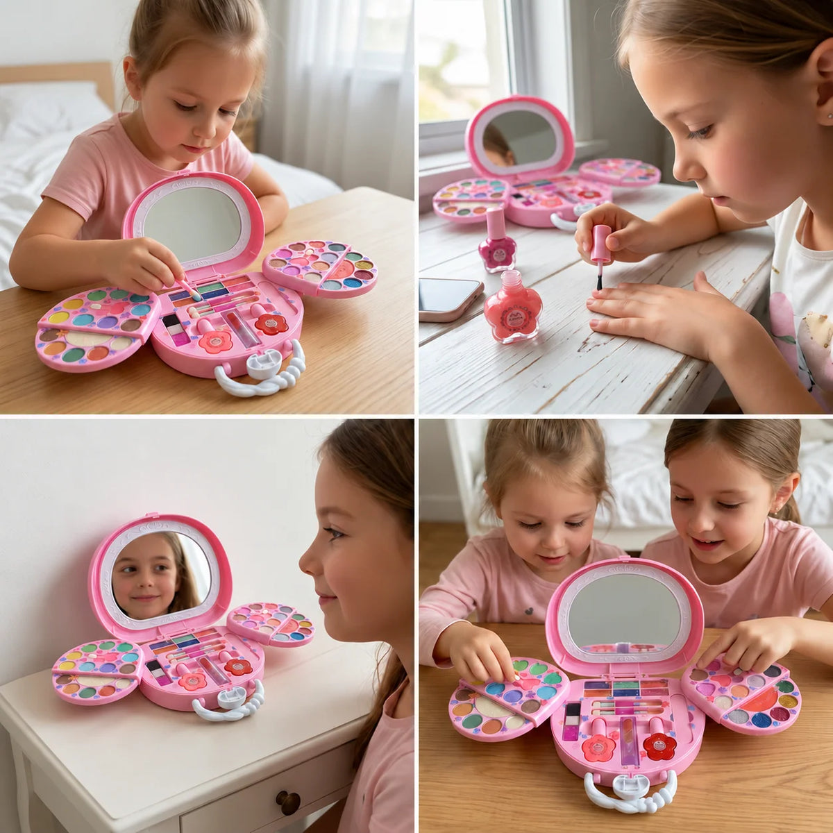 Kids Makeup Set Washable With Nail Polish & Storage Box