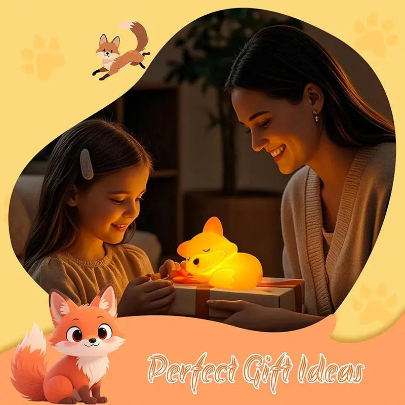 Kids Night Light Fox-Shaped Soft Silicone USB Rechargeable