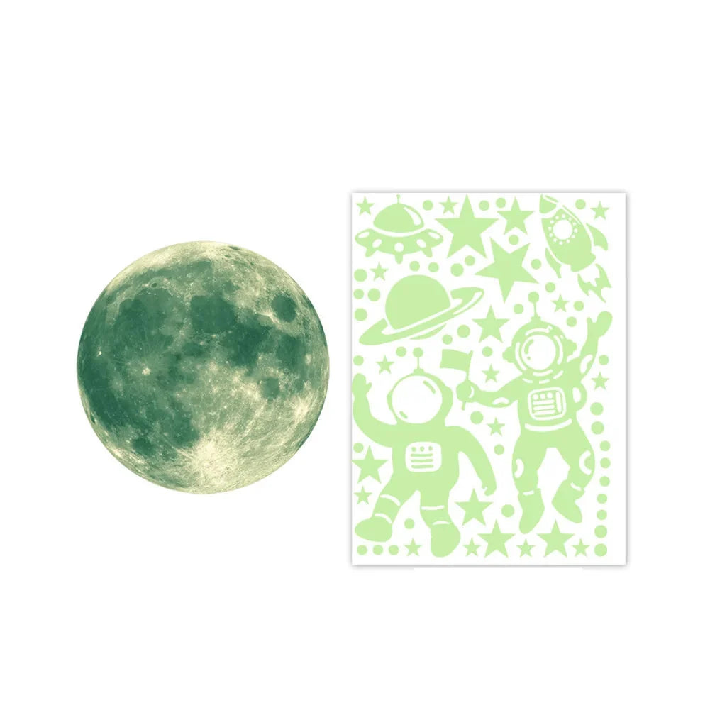 Kids Wall Stickers Glow-in-the-Dark Space Set Reusable & Residue-Free