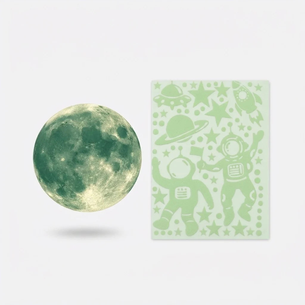 Kids Wall Stickers Glow-in-the-Dark Space Set Reusable & Residue-Free