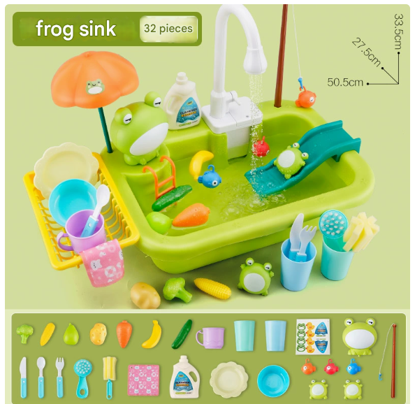 Kids Water Play Table Circulating Fountain Battery-Powered Pump