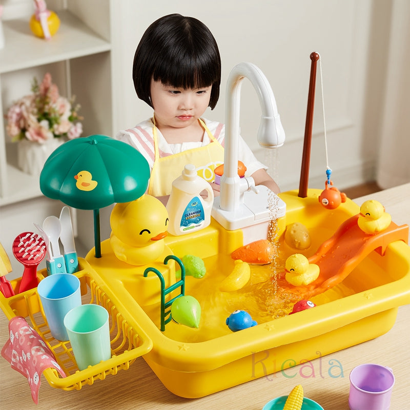Kids Water Play Table Circulating Fountain Battery-Powered Pump