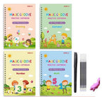 Kids Writing Workbook Set 4-Pack With Ergonomic Pen Holder