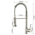 Kitchen Faucet Pull-Out Sprayer Stainless Steel Single-Lever Control